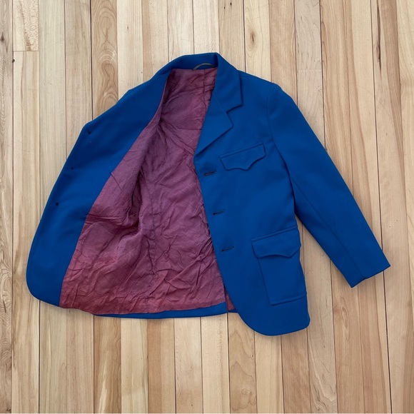 Vintage 1960s Kid Size Cobalt Blue Mod Blazer with Gold Buttons - Picture 3 of 13